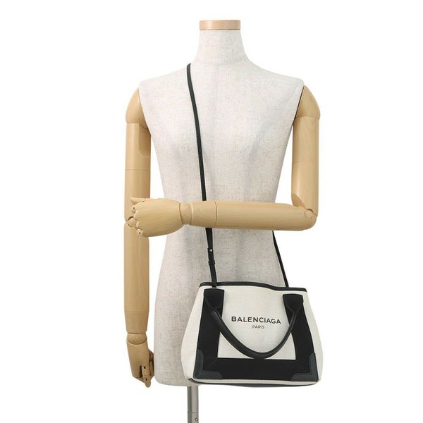 バレンシアガ ハンドバッグ ネイビーカバ XS 390346 BALENCIAGA バッグ ポーチ付き 黒 白