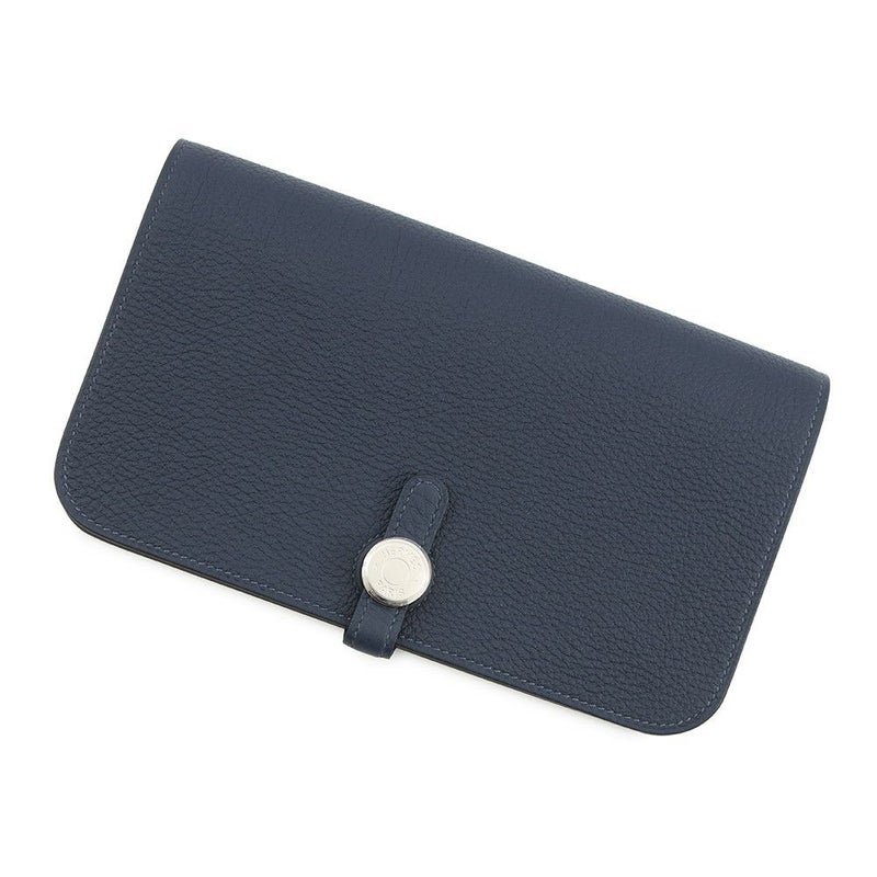 エルメス 長財布 ドゴンGM ブルーネイビー/シルバー金具 トゴ K刻印 HERMES 財布