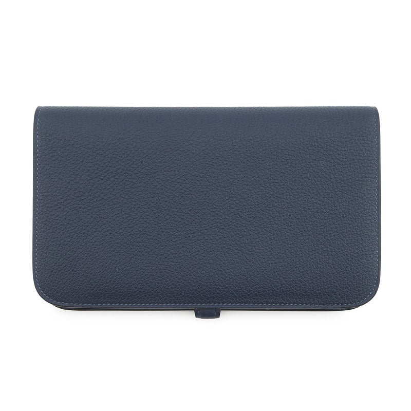 エルメス 長財布 ドゴンGM ブルーネイビー/シルバー金具 トゴ K刻印 HERMES 財布