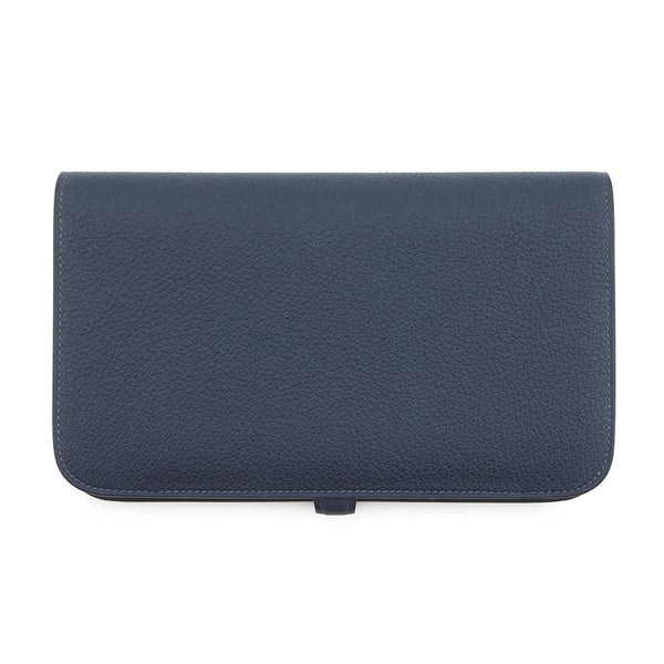 エルメス 長財布 ドゴンGM ブルーネイビー/シルバー金具 トゴ K刻印 HERMES 財布