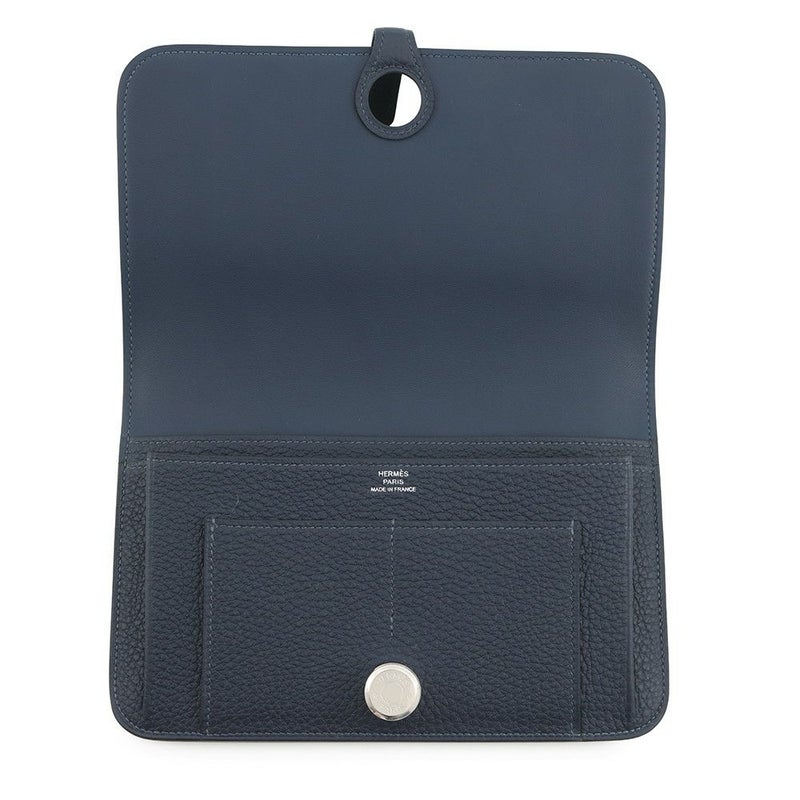 エルメス 長財布 ドゴンGM ブルーネイビー/シルバー金具 トゴ K刻印 HERMES 財布