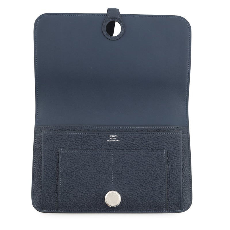 エルメス 長財布 ドゴンGM ブルーネイビー/シルバー金具 トゴ K刻印 HERMES 財布