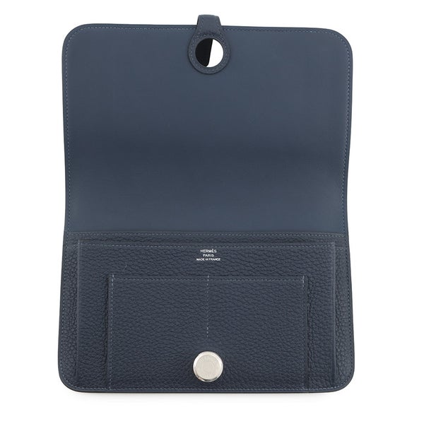 エルメス 長財布 ドゴンGM ブルーネイビー/シルバー金具 トゴ K刻印 HERMES 財布