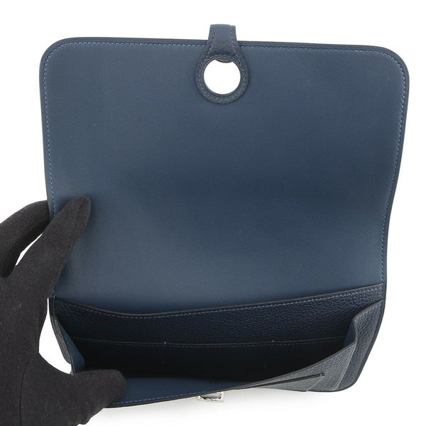 エルメス 長財布 ドゴンGM ブルーネイビー/シルバー金具 トゴ K刻印 HERMES 財布