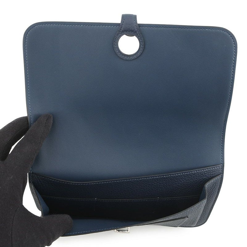 エルメス 長財布 ドゴンGM ブルーネイビー/シルバー金具 トゴ K刻印 HERMES 財布