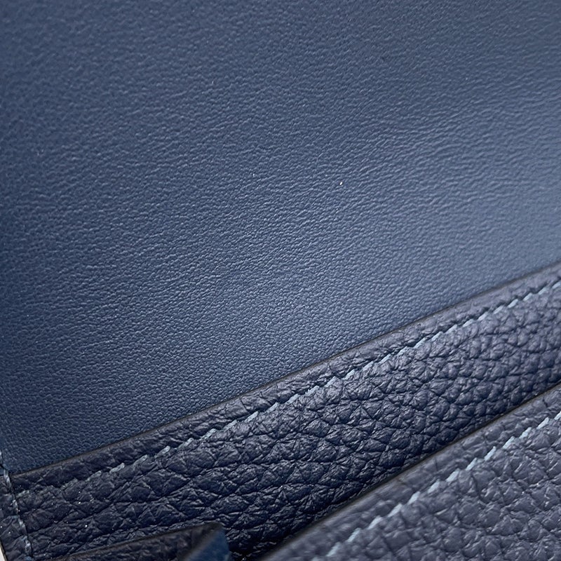 エルメス 長財布 ドゴンGM ブルーネイビー/シルバー金具 トゴ K刻印 HERMES 財布
