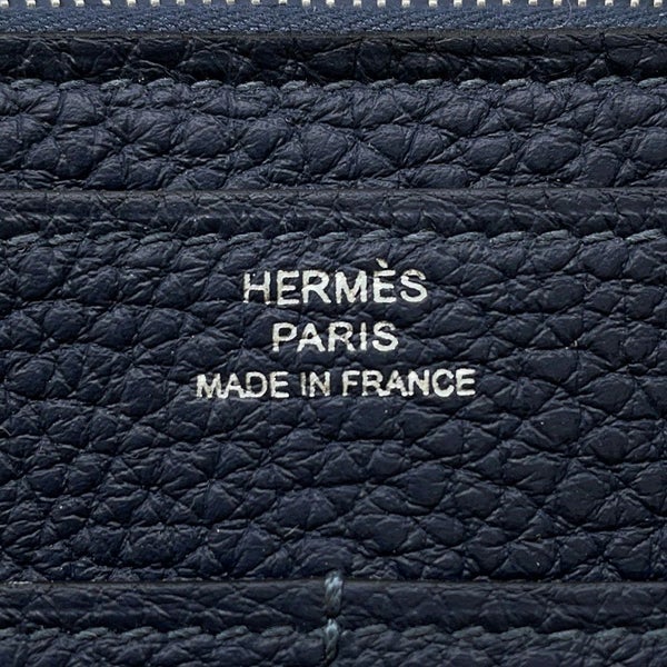 エルメス 長財布 ドゴンGM ブルーネイビー/シルバー金具 トゴ K刻印 HERMES 財布