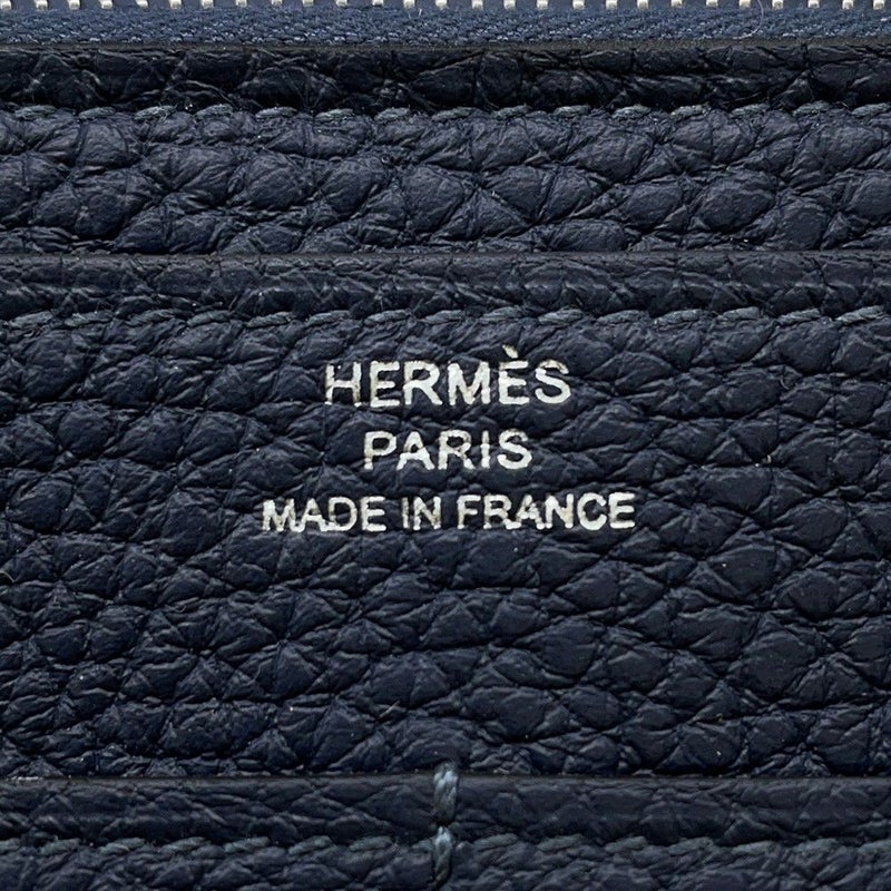 エルメス 長財布 ドゴンGM ブルーネイビー/シルバー金具 トゴ K刻印 HERMES 財布