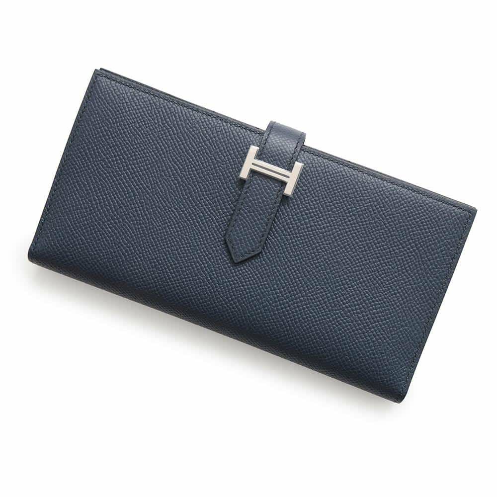 エルメス 長財布 ベアンスフレ ブルーニュイ/シルバー金具 エプソン U