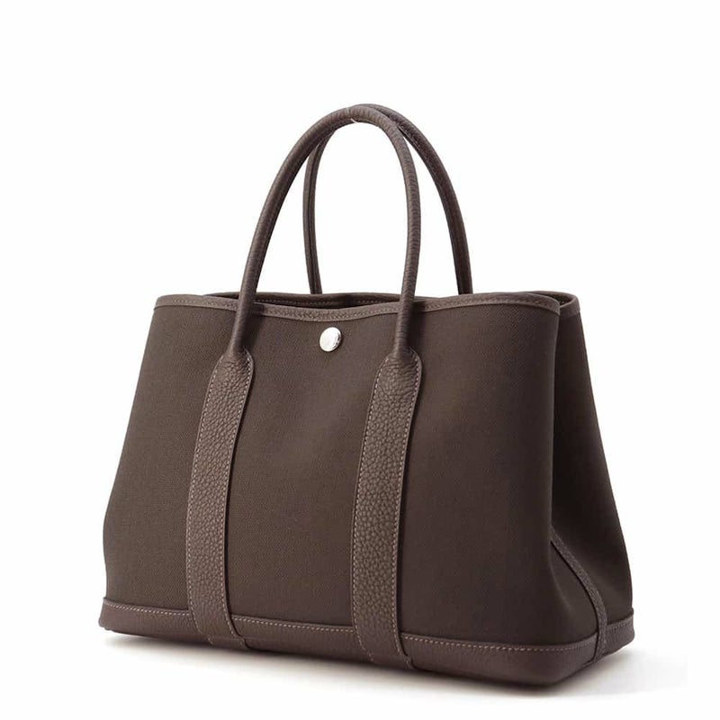 エルメス トートバッグ ガーデンパーティTPM エベンヌ/ヴェールブロンズ/シルバー金具 トワルアッシュ/ネゴンダ W刻印