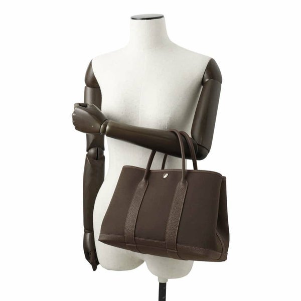 エルメス トートバッグ ガーデンパーティTPM エベンヌ/ヴェールブロンズ/シルバー金具 トワルアッシュ/ネゴンダ W刻印