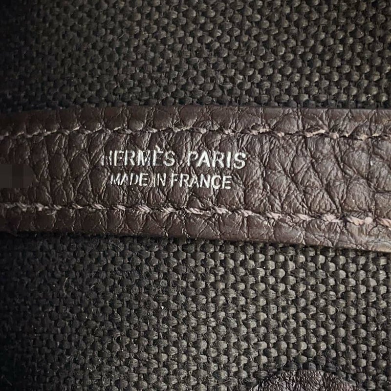 エルメス トートバッグ ガーデンパーティTPM エベンヌ/ヴェールブロンズ/シルバー金具 トワルアッシュ/ネゴンダ W刻印