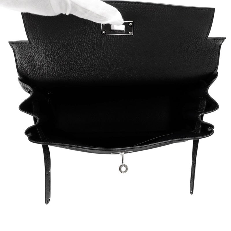 エルメス ハンドバッグ ケリー28 内縫い ブラック/シルバー金具 トゴ Y刻印 2wayショルダー 黒