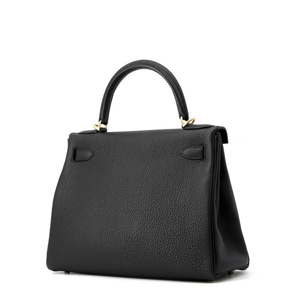 エルメス ハンドバッグ ケリー28 内縫い ブラック/マットゴールド金具 トゴ K刻印 2wayショルダー 黒