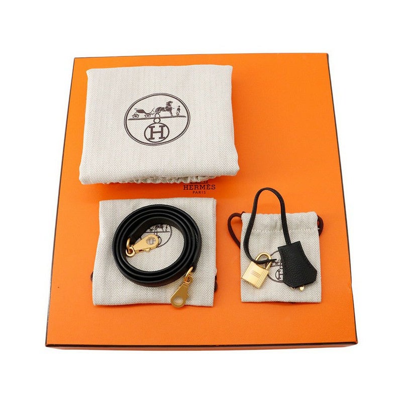 エルメス ハンドバッグ ケリー28 内縫い ブラック/マットゴールド金具 トゴ K刻印 2wayショルダー 黒