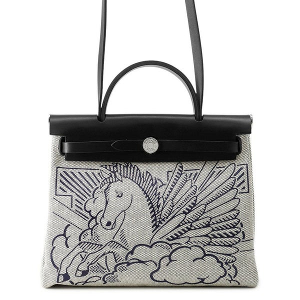 エルメス エールバッグジップPM ペガサスポップ ブラック/ブルーインディゴ/エクリュ/シルバー金具 トワルアッシュ/ヴァッシュハンター Y刻印 黒