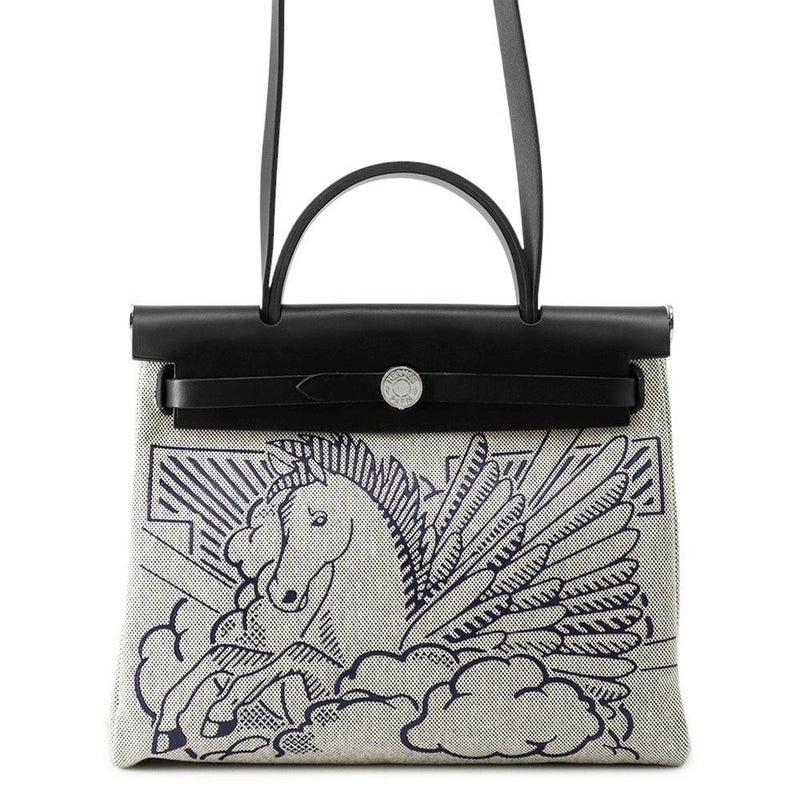 エルメス エールバッグジップPM ペガサスポップ ブラック/ブルーインディゴ/エクリュ/シルバー金具 トワルアッシュ/ヴァッシュハンター Y刻印 黒