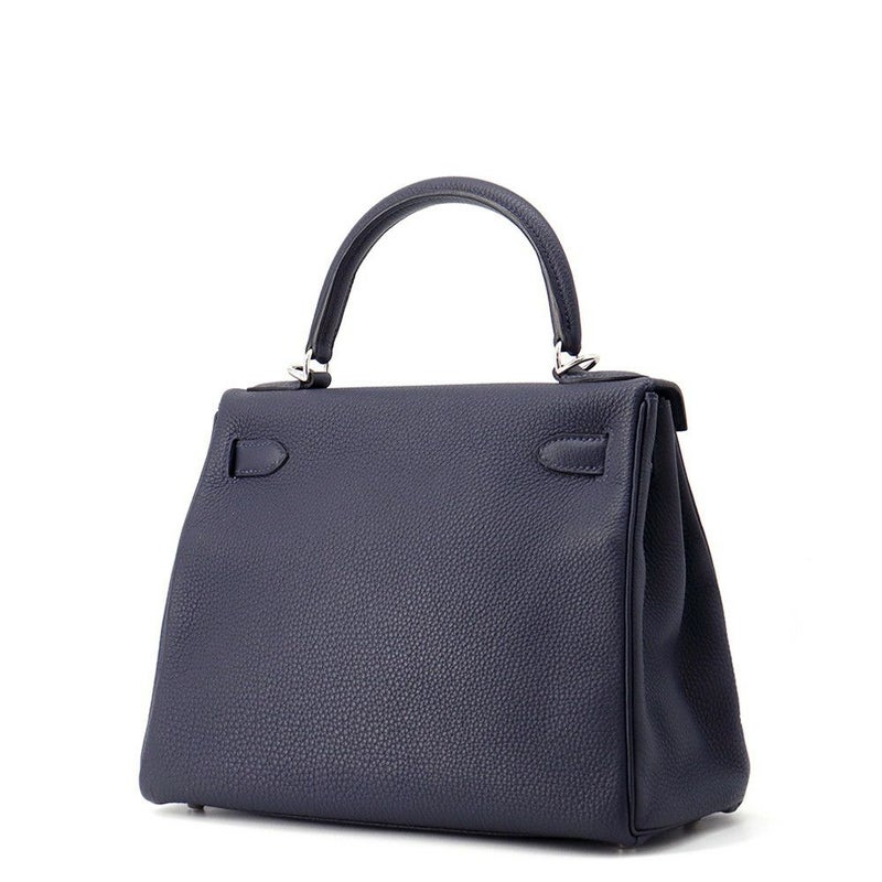 エルメス ハンドバッグ ケリー28 内縫い ブルーニュイ/シルバー金具 トゴ X刻印 ２wayショルダー