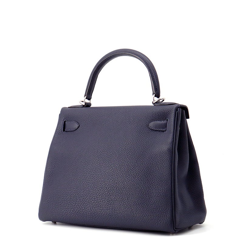 エルメス ハンドバッグ ケリー28 内縫い ブルーニュイ/シルバー金具 トゴ X刻印 ２wayショルダー