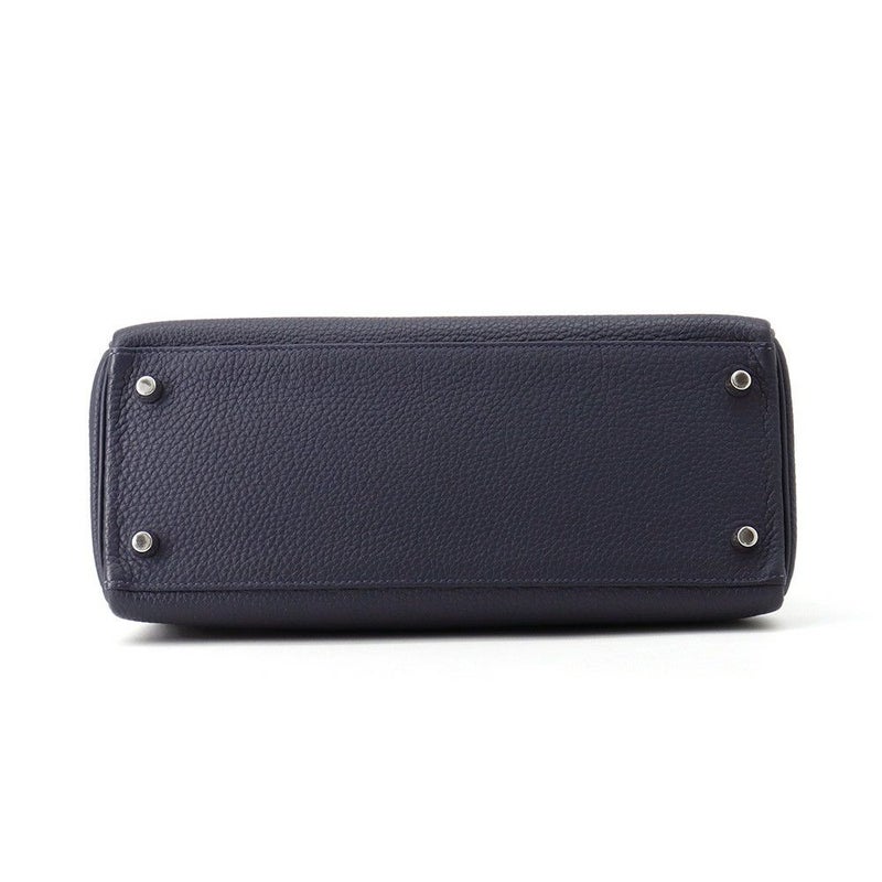 エルメス ハンドバッグ ケリー28 内縫い ブルーニュイ/シルバー金具 トゴ X刻印 ２wayショルダー