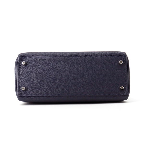 エルメス ハンドバッグ ケリー28 内縫い ブルーニュイ/シルバー金具 トゴ X刻印 ２wayショルダー