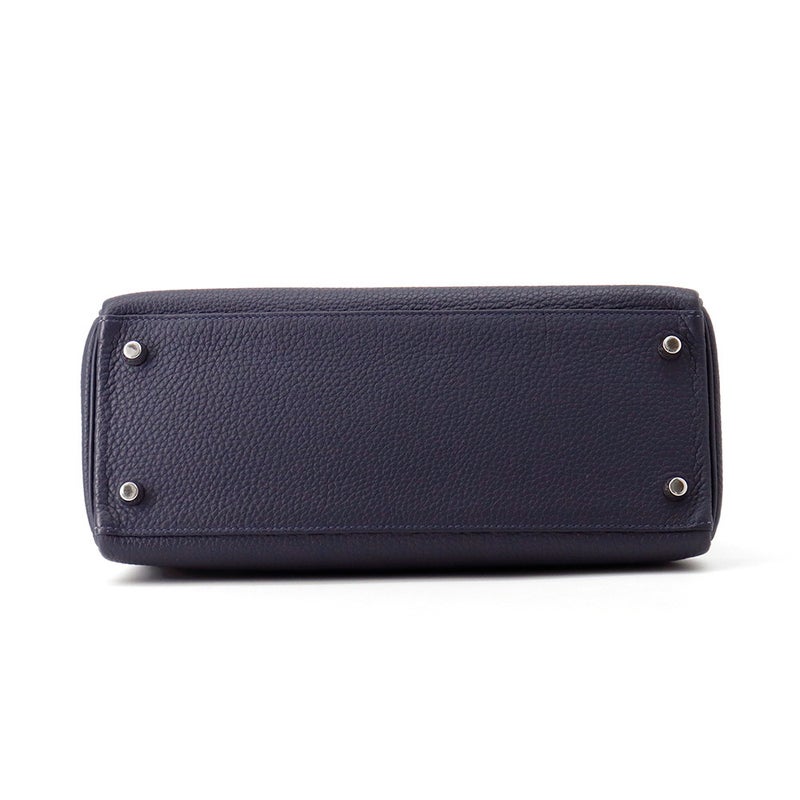 エルメス ハンドバッグ ケリー28 内縫い ブルーニュイ/シルバー金具 トゴ X刻印 ２wayショルダー