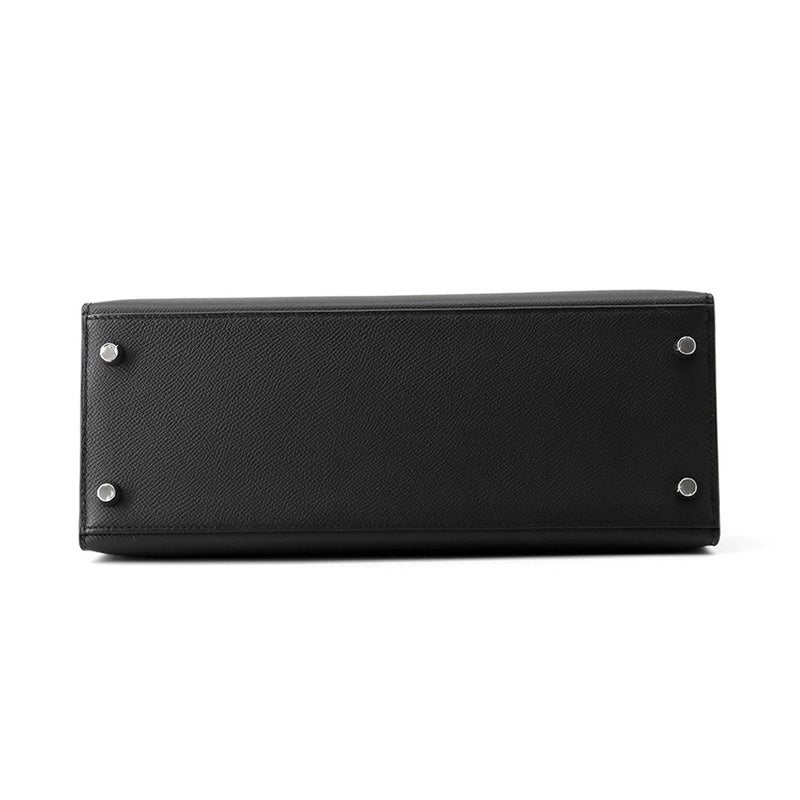 エルメス ハンドバッグ ケリー28 外縫い ブラック/シルバー金具 エプソン W刻印 ２wayショルダー 黒