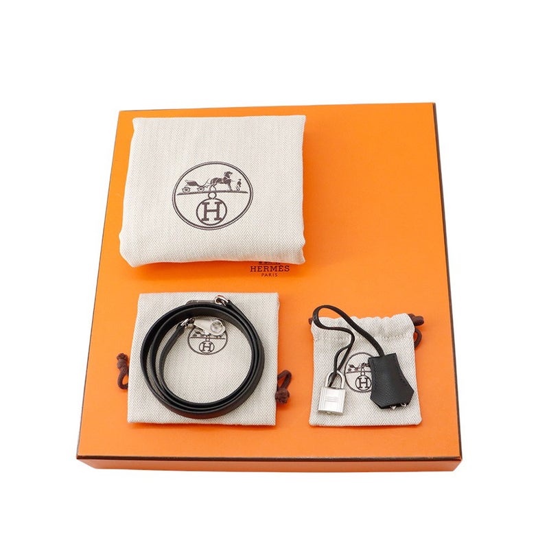 エルメス ハンドバッグ ケリー28 外縫い ブラック/シルバー金具 エプソン W刻印 ２wayショルダー 黒