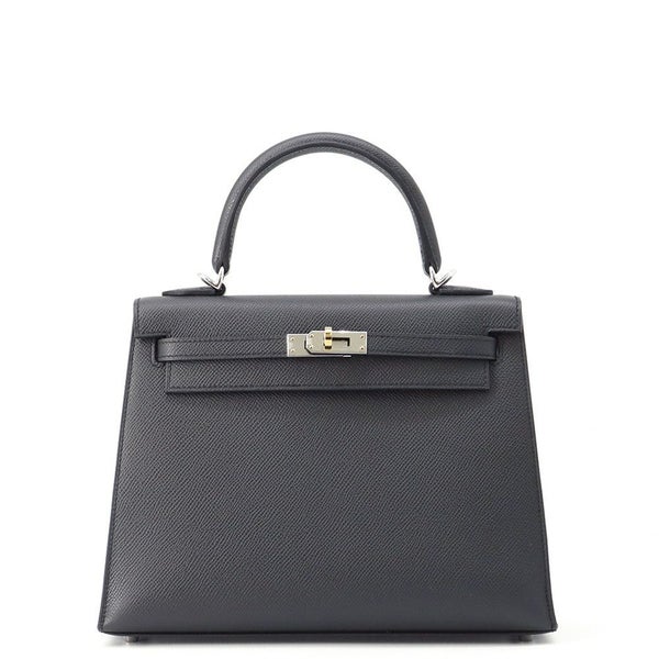 エルメス ハンドバッグ ケリー25 外縫い アルドワーズ/エレクトラム金具 エプソン K刻印 2wayショルダー黒