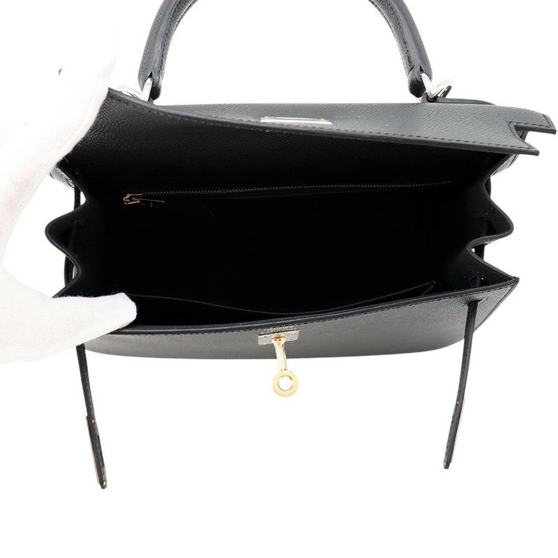 エルメス ハンドバッグ ケリー25 外縫い アルドワーズ/エレクトラム金具 エプソン K刻印 2wayショルダー黒