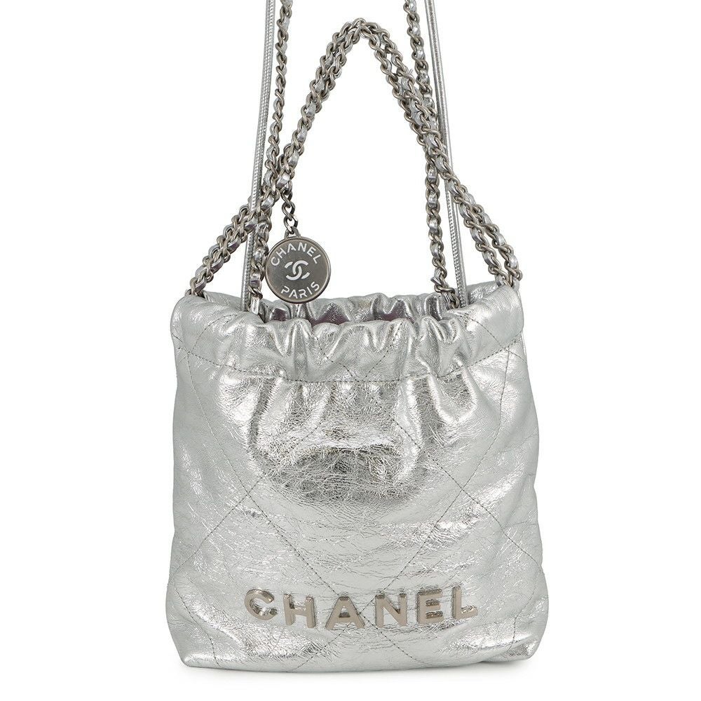 シャネル ハンドバッグ CHANEL 22 ミニ ココマーク シャイニーカーフ