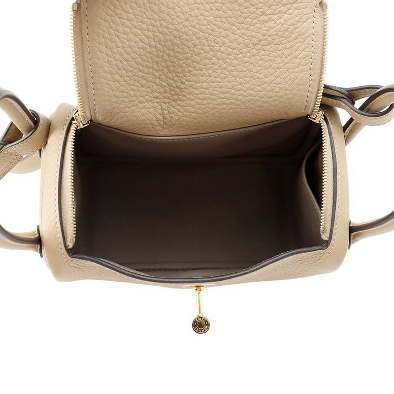 エルメス リンディ ミニ ヴェルソ トレンチ/エトゥープ/ゴールド金具 トリヨンクレマンス K刻印 2wayショルダー