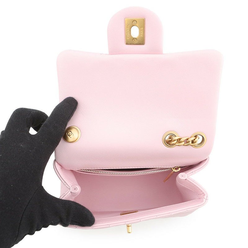 シャネル チェーンショルダーバッグ ミニ マトラッセ ココマーク カメリア ラムスキン AS4040 CHANEL