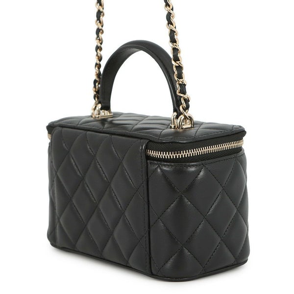 シャネル チェーンショルダーバッグ マトラッセ ココマーク ヴァニティケース ラムスキン AP2199 CHANEL 黒