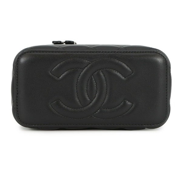 シャネル チェーンショルダーバッグ マトラッセ ココマーク ヴァニティケース ラムスキン AP2199 CHANEL 黒