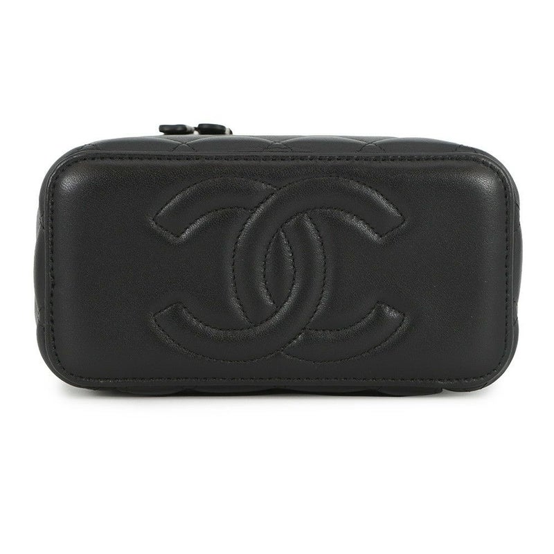 シャネル チェーンショルダーバッグ マトラッセ ココマーク ヴァニティケース ラムスキン AP2199 CHANEL 黒
