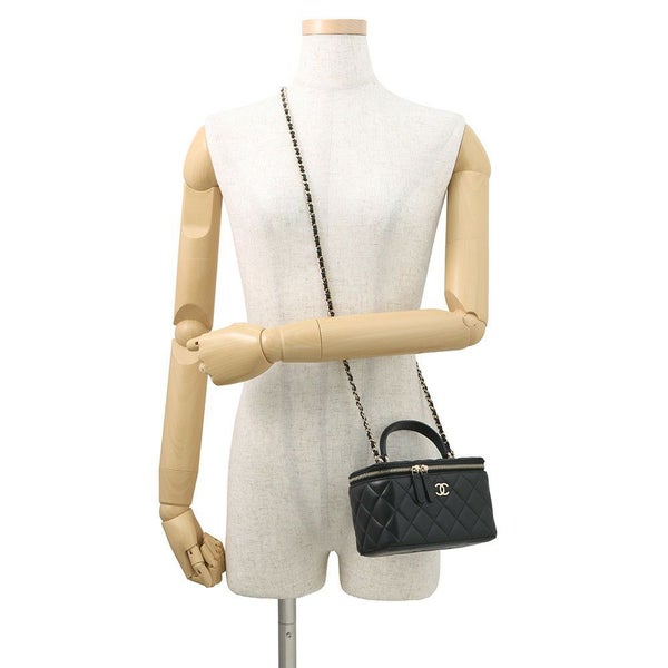シャネル チェーンショルダーバッグ マトラッセ ココマーク ヴァニティケース ラムスキン AP2199 CHANEL 黒