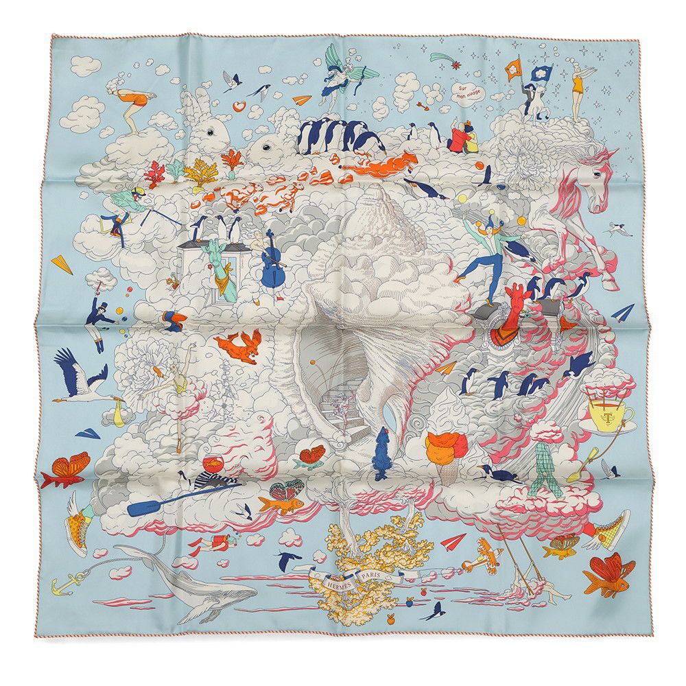 エルメス スカーフ カレ90 私の雲 Sur Mon Nuage HERMES シルク