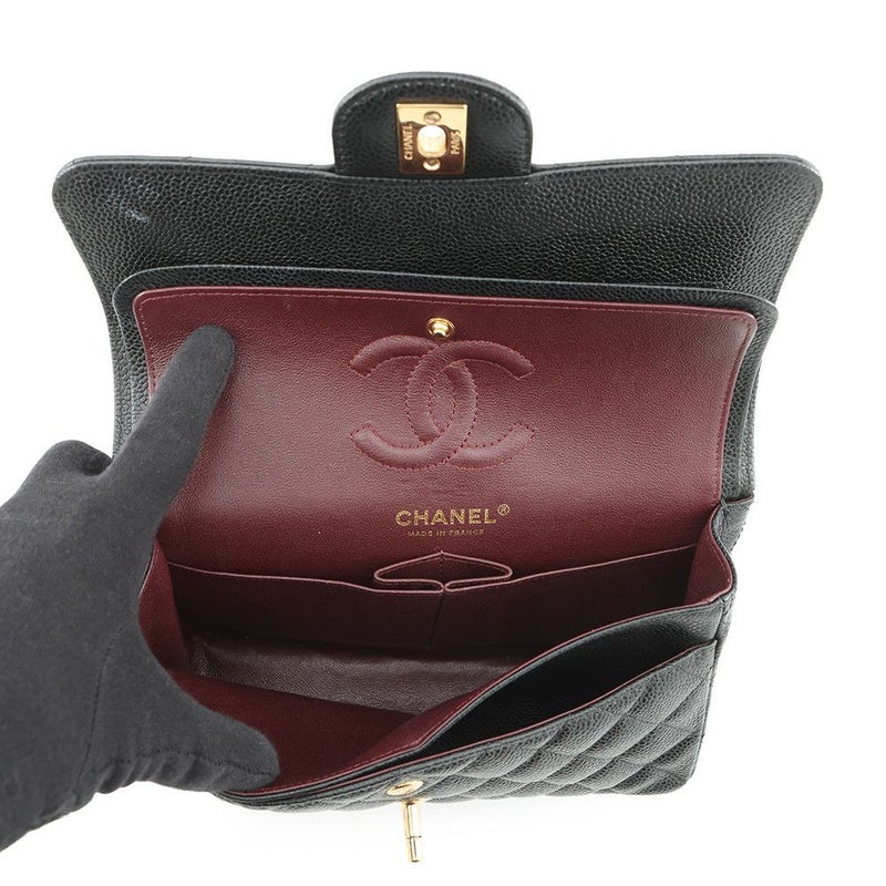 シャネル チェーンショルダーバッグ マトラッセ23 ココマーク Wフラップ キャビアスキン A01113 CHANEL 黒