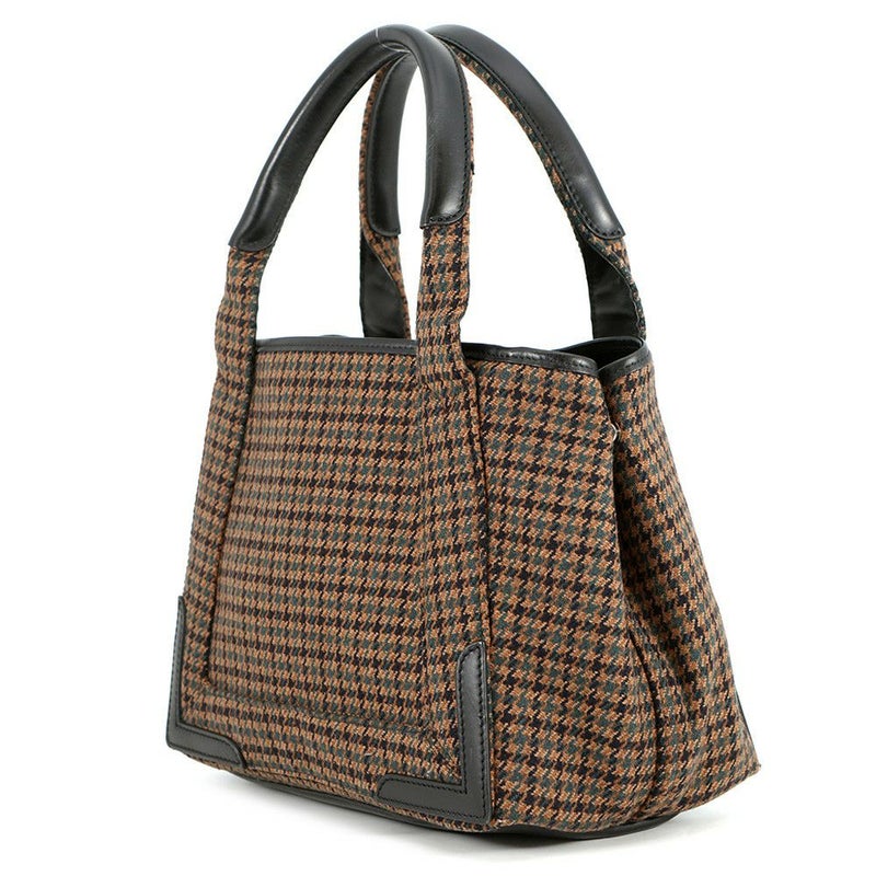 バレンシアガ トートバッグ ネイビーカバス スモール ポーチ付 千鳥柄 339933 BALENCIAGA 黒