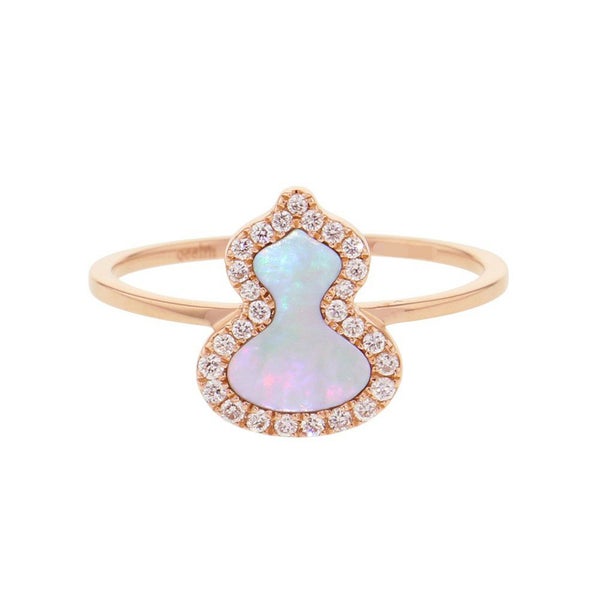 キーリン リング ウル マザーオブパール/ナノダイヤ 0.109ct K18PGピンクゴールド WURPT4ERGMP Qeelin Wulu 瓢箪 ひょうたん 指輪