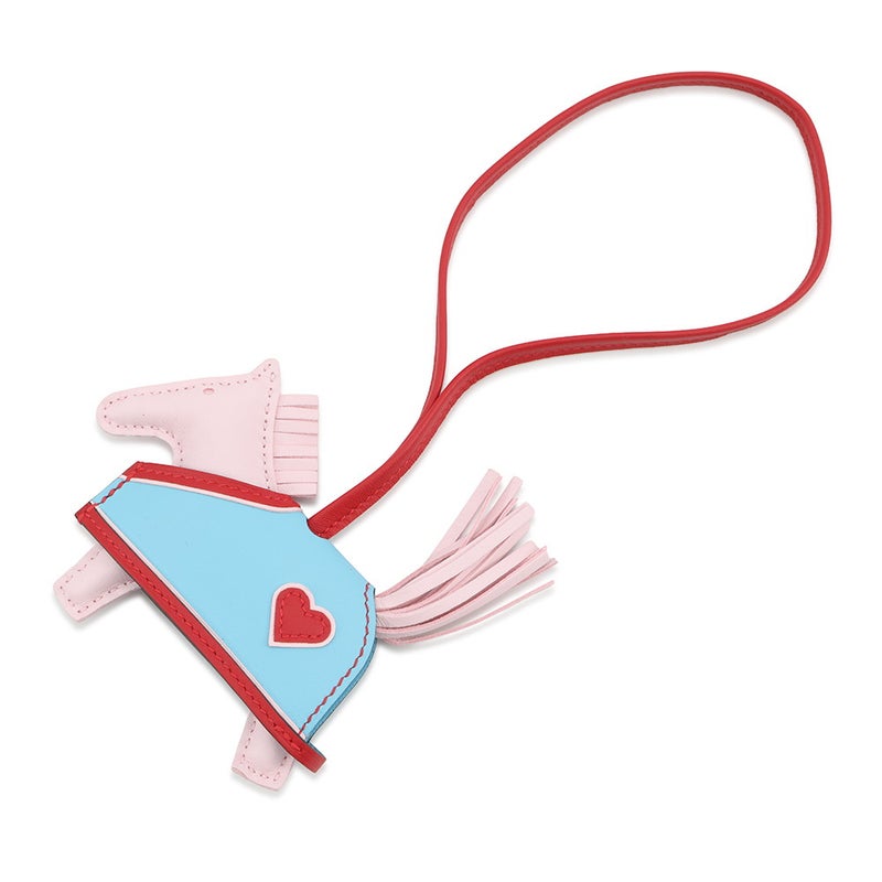 エルメス バッグチャーム ロデオPM ロベオクール ローズダーリン/ルージュラデュー/セレスト ラムスキン K刻印 HERMES チャーム