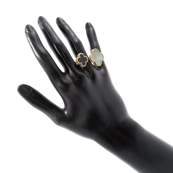 ヴァンクリ リング マジック アルハンブラ アントレ レ ドア リング グレー マザーオブパール/オニキス K18YG サイズ51 VCARN05700