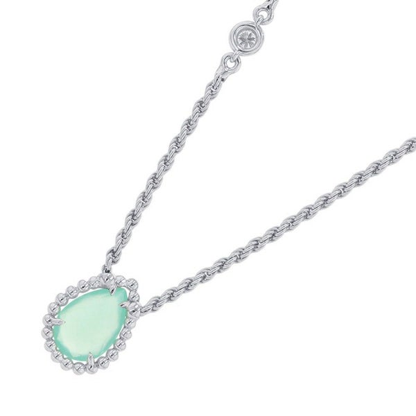 ブシュロン ネックレス セルパンボエム ペンダント エクストラスモール アクアプレーズ 1P 0.78ct/ダイヤ 8P 計0.03ct K18WG JPN00654