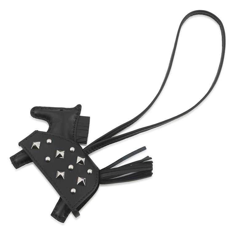 エルメス バッグチャーム ロデオPM ロベオ ロック ブラック/シルバー金具 ラムスキン HERMES チャーム 黒