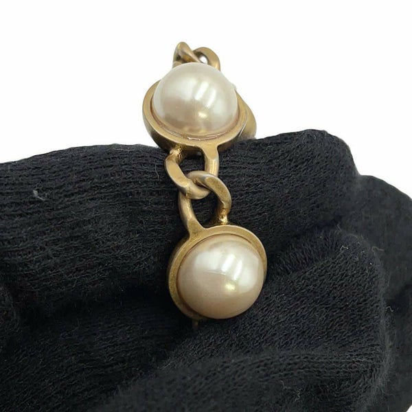 シャネル チェーンウォレット ココマーク フェイクパール カーフレザー CHANEL 黒 財布