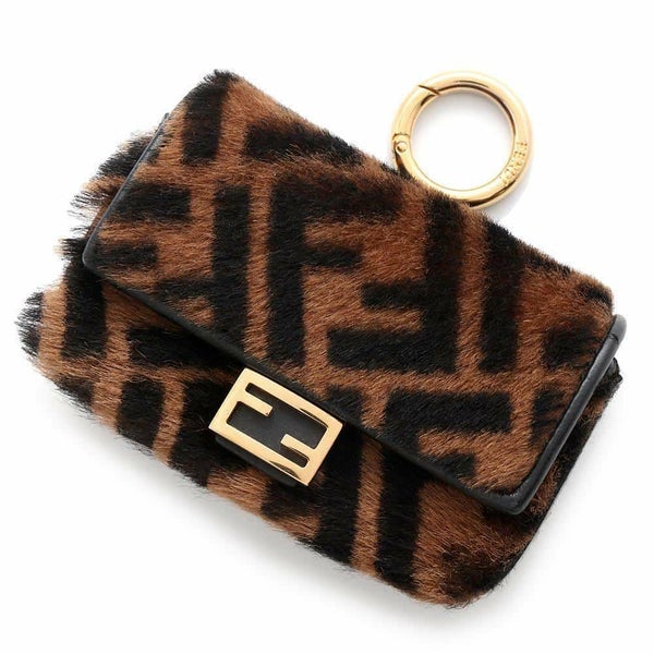 フェンディ バッグチャーム ナノ バゲット ファー 7AR844 FENDI 2wayチェーンショルダーバッグ 黒
