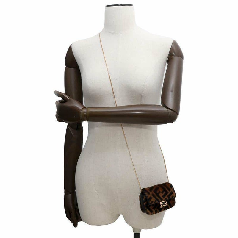 フェンディ バッグチャーム ナノ バゲット ファー 7AR844 FENDI 2wayチェーンショルダーバッグ 黒