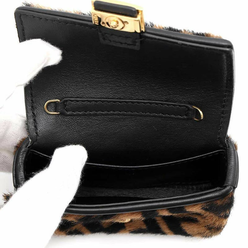 フェンディ バッグチャーム ナノ バゲット ファー 7AR844 FENDI 2wayチェーンショルダーバッグ 黒