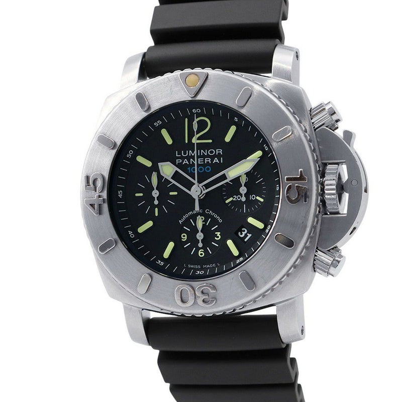 パネライ ルミノール サブマーシブル クロノグラフ 世界限定1000本 PAM00187 PANERAI 腕時計 メンズ 黒文字盤